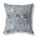 Palacedesigns 20 in. Tropical Indoor & Outdoor Throw Pillow Indigo & Gray PA3098396